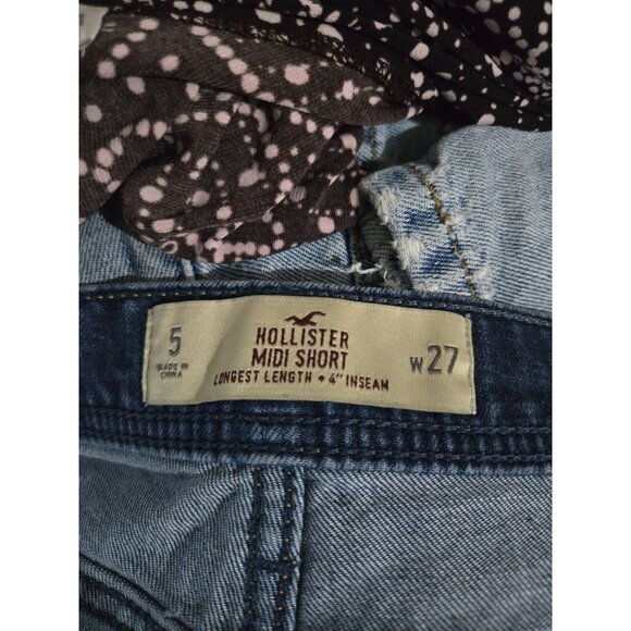 Hollister Womens Denim Blue Jean Midi Short Size 5 W27 Casual Summer Stretch - Picture 5 of 12